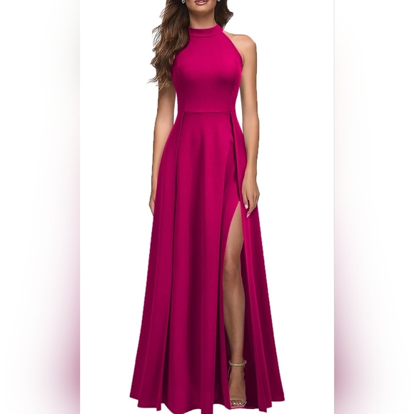 Dresses & Skirts - MUSHARE Women's Halter Neck Sexy Split Cocktail Party Maxi Long Formal Dress
